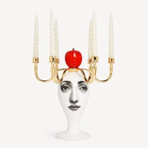 Fornasetti Candelabro Sul Tardi - Decoro Peccato Originale - Fragranza Frutto Proibito^ Candele Profumate