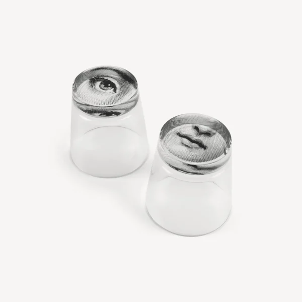 Fornasetti Set 2 Bicchieri Occhio E Bocca^ Bicchieri E Sottobicchieri