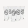 Fornasetti Set 6 Bicchieri Soda Cammei^ Bicchieri E Sottobicchieri