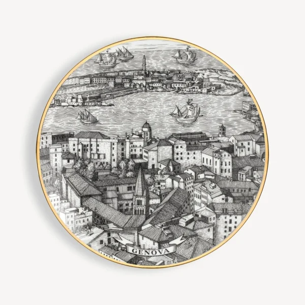 Fornasetti Set 6 Piatti Citta D'Italia^ Piatti Decorativi